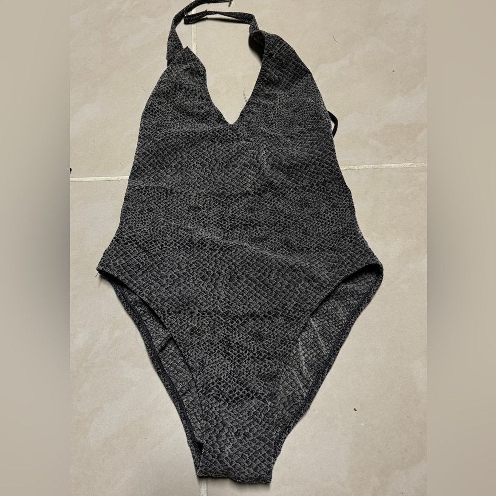SHAN One Piece Swimsuit (Grey Snakeskin Pattern)